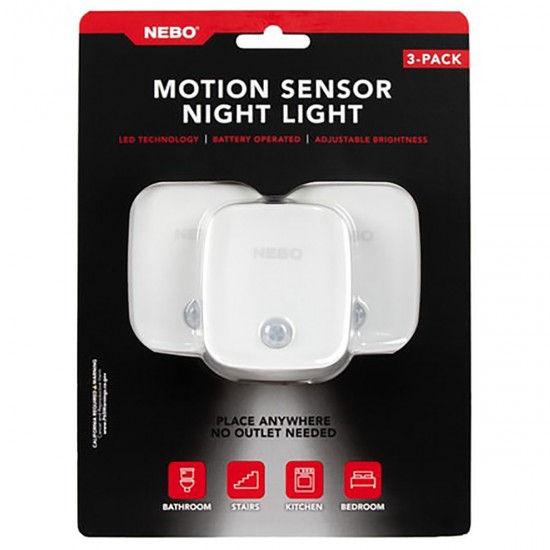 NEBO Φωτιστικό Νυκτός με Αισθητήρα Κίνησης LED IPX4 30LM 3τμχ
